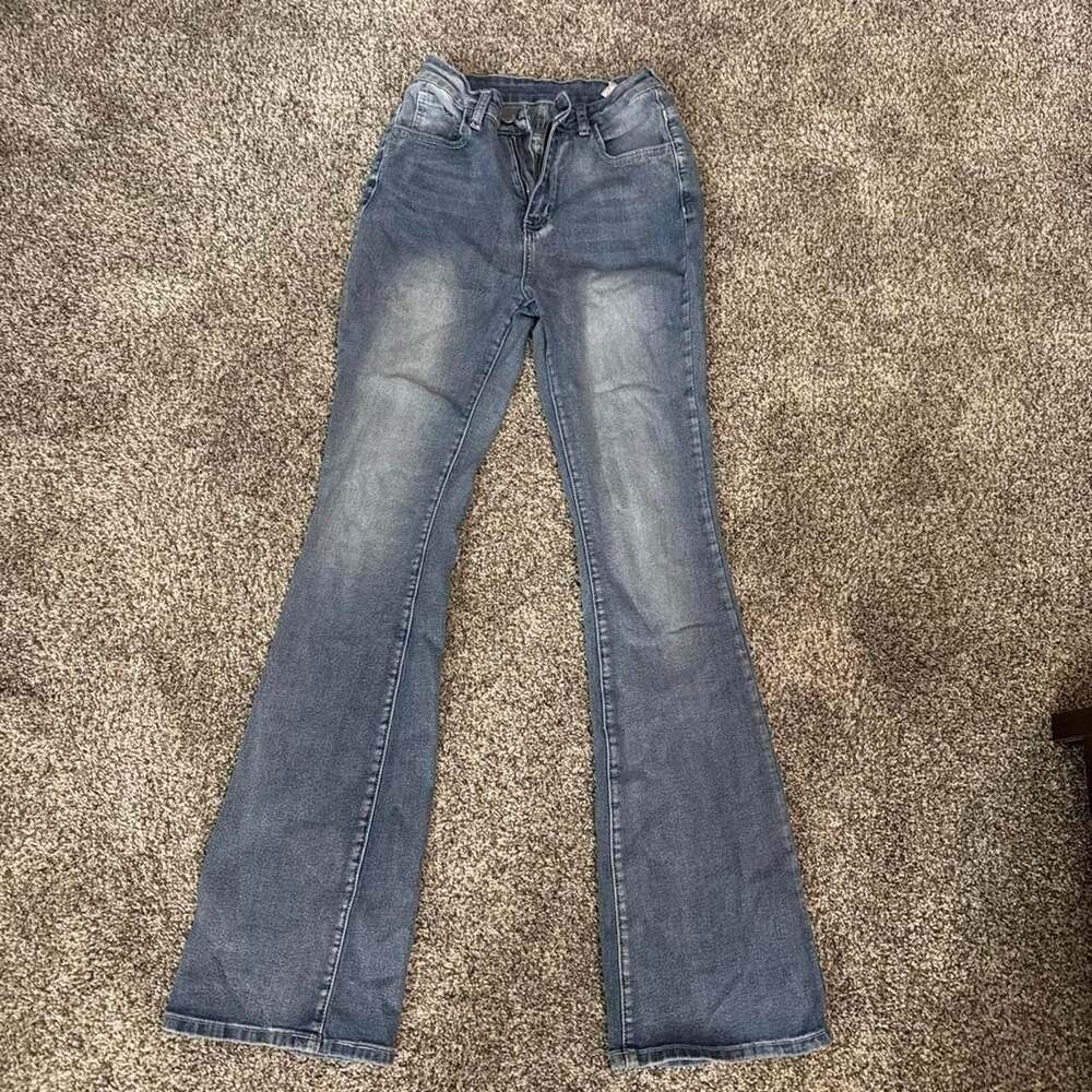 SHEIN Blue Low Rise Flare Jeans